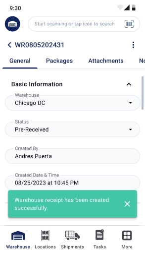 Create Receipts, Packages, and Upload Attachments